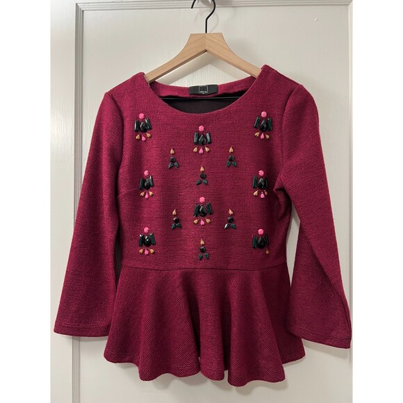 Anthropologie Dolce Vita Women's Gem Drop Peplum Top Raspberry Pink Size M - Picture 1 of 8